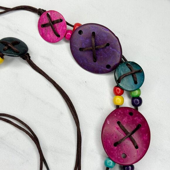 Colorful Coconut Shell Beaded Boho Tie Belt Small (S) ✨ - Picture 7 of 13